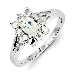 Genuine Diamond Green Amethyst Ring
